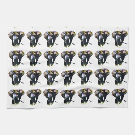 Linge De Cuisine Illustration rétrospective de l'éléphant Pop Art (Horizontal)