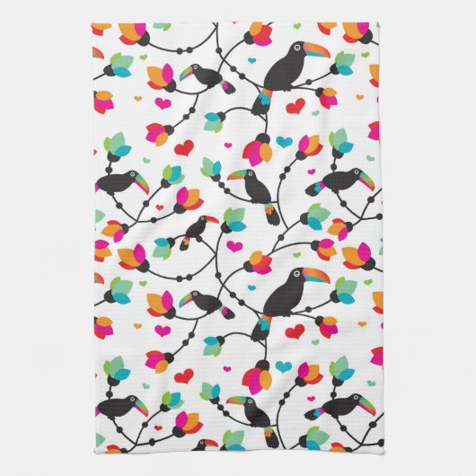 Linge De Cuisine illustration tropicale d'oiseau mignon de toucan (Vertical)