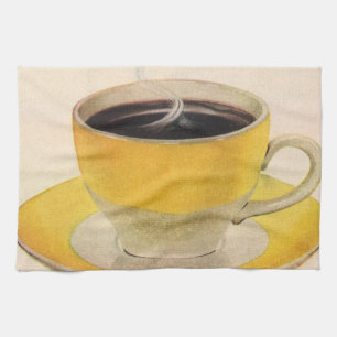 Linge De Cuisine Illustration vintage de café dans une tasse jaune