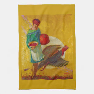 Linge De Cuisine Illustration vintage de la récolte de Thanksgiving