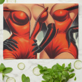 Linge De Cuisine Illustration vintage Devil Girls (Plié)