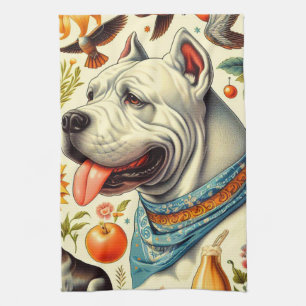 Linge De Cuisine Illustration vintage Dogo Argentino