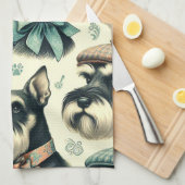 Linge De Cuisine Illustration vintage Schnauzer sans joint (Quart Plié)