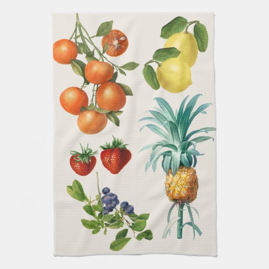 Linge De Cuisine Illustrations de fruits vintage (Vertical)