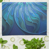 Linge De Cuisine Imaginaire Fleur Bleue Motif, Art Fractal Abstrait (Plié)