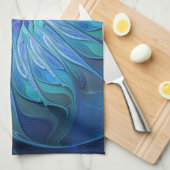 Linge De Cuisine Imaginaire Fleur Bleue Motif, Art Fractal Abstrait (Quart Plié)