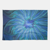 Linge De Cuisine Imaginaire Fleur Bleue Motif, Art Fractal Abstrait (Horizontal)