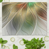 Linge De Cuisine Imaginaire Floral Avec Or Moderne Abstrait Fractal (Plié)