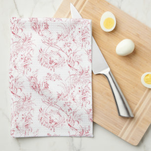 Linge De Cuisine Imaginaire Floral vintage gravé rose-toile