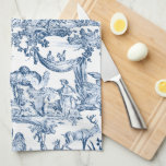 Linge De Cuisine Imaginaire Mythique Créatures Vintage Toile-Blue<br><div class="desc">Motif vintage Whimsical avec des oiseaux mythiques,  des bêtes et des personnages humains dans un paysage imaginaire en bleu sur arrière - plan blanc.</div>