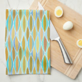 Linge De Cuisine Impression à ruban du milieu du siècle - blues et (Quart Plié)