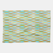 Linge De Cuisine Impression à ruban du milieu du siècle - blues et (Horizontal)