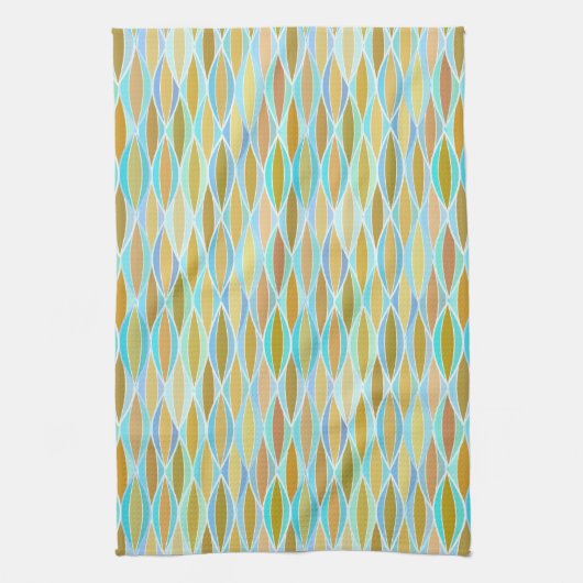 Linge De Cuisine Impression à ruban du milieu du siècle - blues et (Vertical)