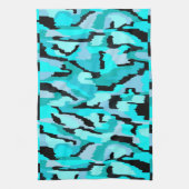 Linge De Cuisine Impression Abstraite turquoise et noire (Vertical)