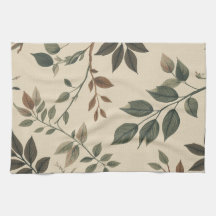 Impression botanique boisée verte marron beige
