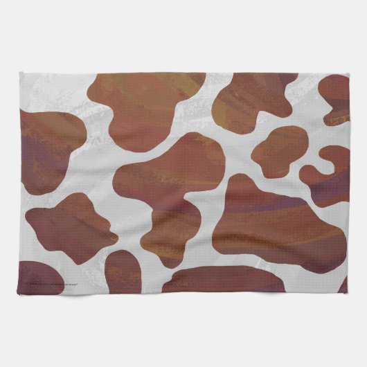 Linge De Cuisine Impression Brown et blanche de vache (Horizontal)