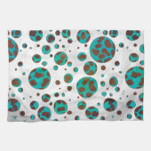 Linge De Cuisine Impression Brown et Turquoise dalmate (Horizontal)