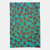Linge De Cuisine Impression Brown et Turquoise dalmate (Vertical)