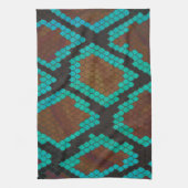 Linge De Cuisine Impression Brown et Turquoise de serpent (Vertical)