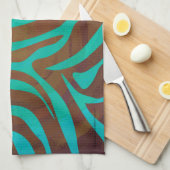 Linge De Cuisine Impression Brown et Turquoise Zebra (Quart Plié)