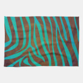 Linge De Cuisine Impression Brown et Turquoise Zebra (Horizontal)