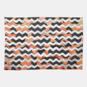 Linge De Cuisine Impression Chevron noir et orange de vache (Horizontal)