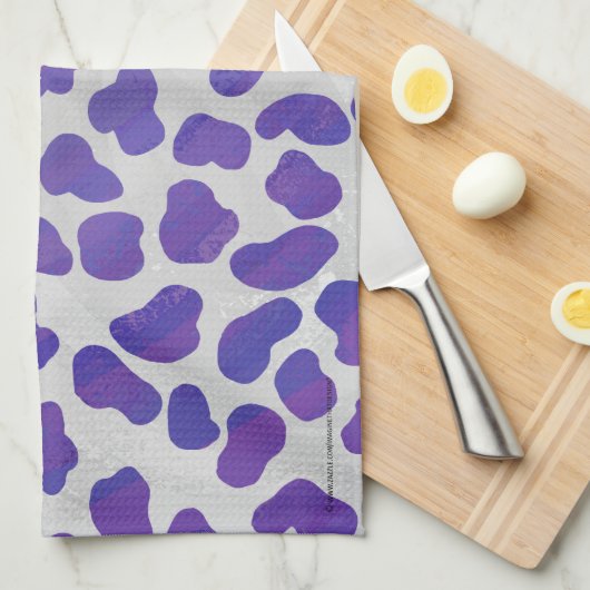 Linge De Cuisine Impression dalmate violet et blanche (Quart Plié)