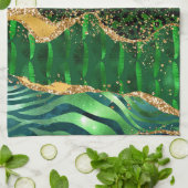 Linge De Cuisine Impression d'animal de safari vert Agate (Plié)