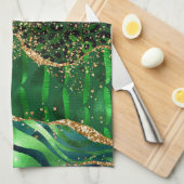 Linge De Cuisine Impression d'animal de safari vert Agate (Quart Plié)