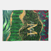 Linge De Cuisine Impression d'animal de safari vert Agate (Horizontal)