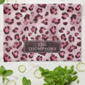 Linge De Cuisine Impression d'animal léopard rose avec fausse feuil (Plié)