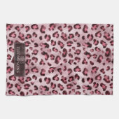 Linge De Cuisine Impression d'animal léopard rose avec fausse feuil (Horizontal)