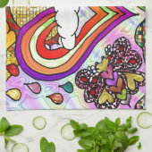 Linge De Cuisine Impression d'art de cœur arc-en-ciel psychédélique (Plié)