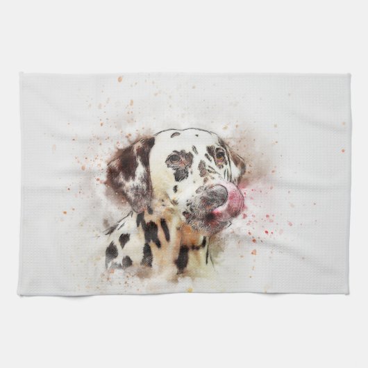 Linge De Cuisine Impression de chien peint (Horizontal)