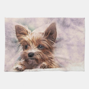 Linge De Cuisine Impression de chien peint