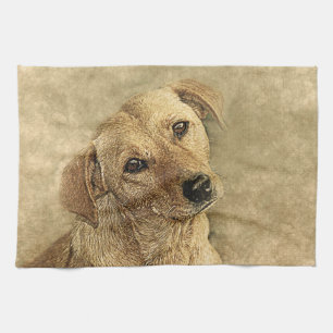 Linge De Cuisine Impression de chien peint