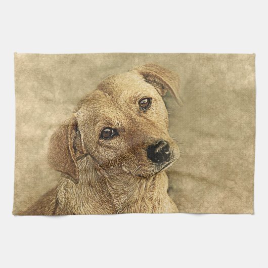Linge De Cuisine Impression de chien peint (Horizontal)