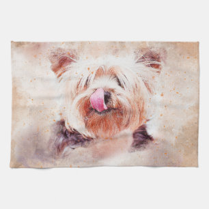 Linge De Cuisine Impression de chien peint