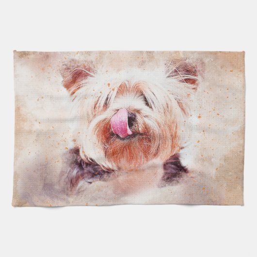 Linge De Cuisine Impression de chien peint (Horizontal)