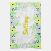 Linge De Cuisine Impression de fleurs jaunes et verts (Vertical)