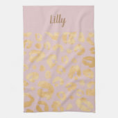 Linge De Cuisine Impression de guépard rose métal doré customisé (Vertical)
