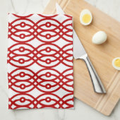 Linge De Cuisine Impression de kimono, blanc et rouge foncé (Quart Plié)