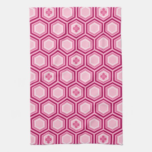 Linge De Cuisine Impression de kimono hexagonal, bordeaux et rose (Vertical)
