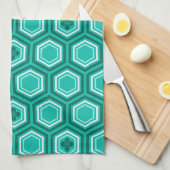Linge De Cuisine Impression de kimono hexagonal, sarcelle, aqua et  (Quart Plié)