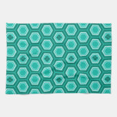 Linge De Cuisine Impression de kimono hexagonal, sarcelle, aqua et  (Horizontal)