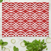 Linge De Cuisine Impression de kimono, rouge foncé et blanc (Plié)