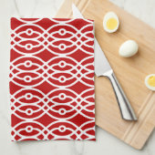 Linge De Cuisine Impression de kimono, rouge foncé et blanc (Quart Plié)