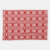 Linge De Cuisine Impression de kimono, rouge foncé et blanc (Horizontal)