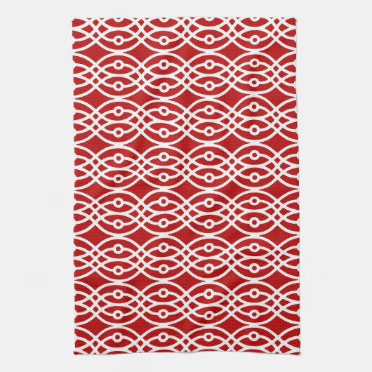 Linge De Cuisine Impression de kimono, rouge foncé et blanc (Vertical)