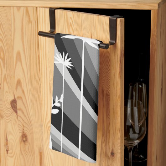 Linge De Cuisine Impression de plante monochrome (Pliage en tiers)